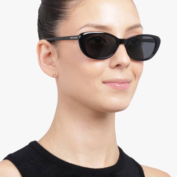 Saint Laurent SL 822 001 Sunglasses Shiny Black Cat Eye Frame, Grey Lenses main image 8